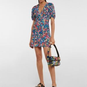 STAUD Milla Floral-Print Crêpe de Chine Minidress